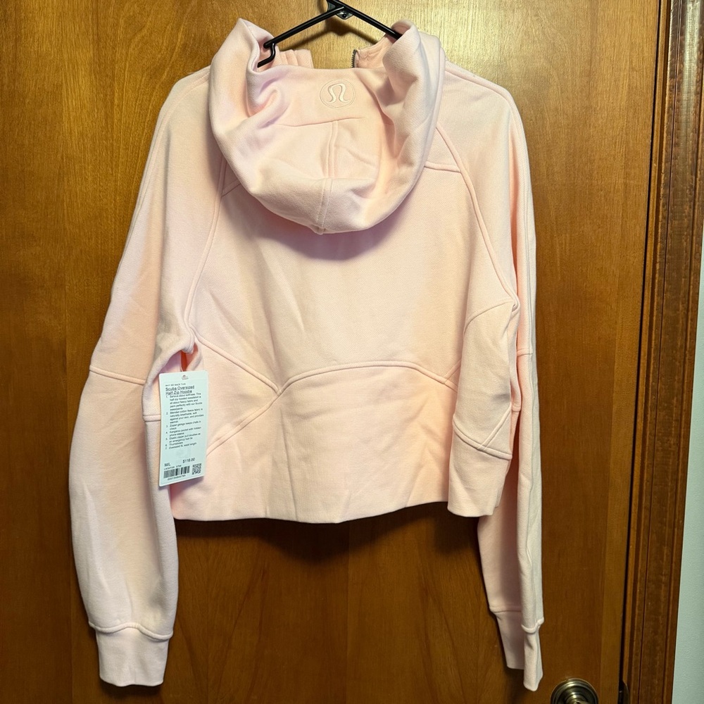 NWT Lululemon Pink Scuba Quarter Zip Hooded Sweatshirt M/L Strawberry Milkshake - Picture 3 of 3